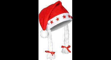Benza Kerstmuts met vlechten en verlichting - Rood