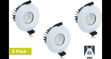3 Pack - Led Downlighter 6w, 440 Lumen, 4000K Neutraal Wit, IP65, Dimbaar, Ø 70mm gatmaat Met Integral LED lamp