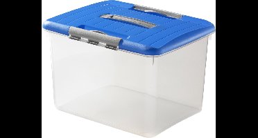 Curver Optima Opbergbox - 30 liter - Kunststof - Transparant / Blauw