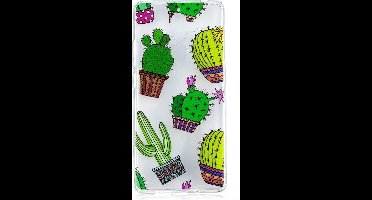 Shop4 - Geschikt voor Nokia 7 Plus Hoesje - Zachte Back Case Cactussen Transparant