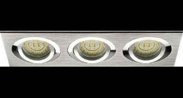 Inbouw 3x LED spot MR16 aluminium rechthoek armatuur - geborsteld zilver/zilver - Kanlux