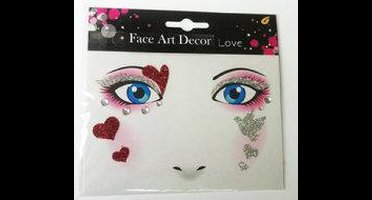 Face Art Glitter Sticker / Gezicht Tattoo Love - Carnaval - Valentijn