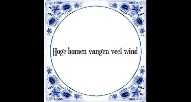 Tegeltje met Spreuk (Tegeltjeswijsheid): Hoge bomen vangen veel wind + Kado verpakking & Plakhanger