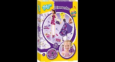 Totum Diamondzz - modepopjes maken met meer dan 100 glitterstenen - knutselset - junior diamond paint