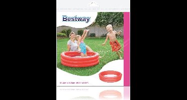 Opblaasbaar Zwembad - Kinderzwembad - Kinderbad - Bad - Zwembadje - 3 Rings - Rood - 122 x 25