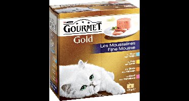 Gourmet Gold Mousse - Tonijn/Rund/Kalkoen - Kattenvoer - 6 x (8 x 85) g