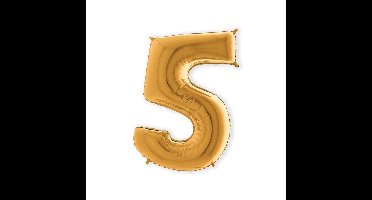 Folieballon cijfer '5' goud (100cm)