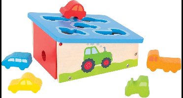 GOKI Sorteerkist - Voertuigen - 18X21X10,5Cm - Hout - 1 Jaar