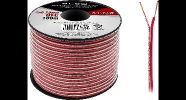 HQ luidsprekerkabel 2 x 0.75 mm transparant/rood op rol 100 meter