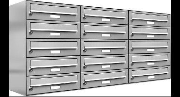 Brievenbus 15 adressen muurmontage RVS