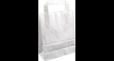 Tas, Wit kraft, platte papieren handgreep, 18x8x22cm, draagtas, wit - 50 stuks