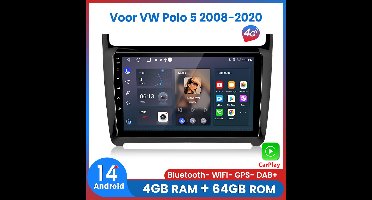 Awesafe Autoradio - 4GB & 64GB 8-Kern V1PRO - Geschikt Voor VW Polo 5 2008-2020 - Carplay & Android auto - Met navigatie GPS - Radio scherm