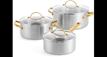 GreenPan Padova Pannenset - 6-delig - PFAS-vrij - Inductie pannenset - Ovenbestendig tot 220°C - Vaatwasserbestendig - RVS handgrepen – Roestvrijstaal