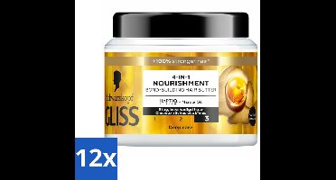 Gliss - Haarmasker - 4in-1 Hair Butter - Voor Intensieve Herstelverzorging - 400 ml - Voordeelverpakking - 12 stuks