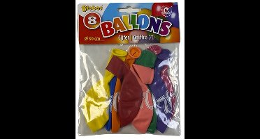Ballonnen Cijfer 75 No. 12 eenzijdig 1 zakje met 8 stuks