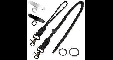 Paracord Lanyard - Universeel Telefoonkoord met 2 RVS GSM Bevestigingsplaatjes - Keycord Badgehouder - Musketonhaak Keykoord Sleutelhanger Sleutelringen - Telefoonketting Strap - Telefoon Koord - Phone Ketting - Karabijnhaken Sleutelkoord - Nekkoord