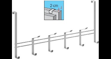 Metaltex - Kapstok voor deur van 2 cm - Zilvergrijs - 10 haken - 44,5x20,5 cm - opdekdeur