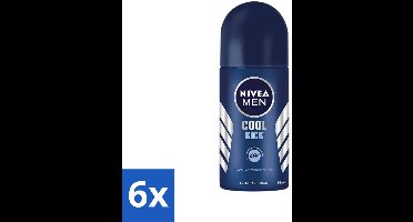 6 x Nivea - Cool Kick - Mannen Rollerdeodorant - 48 Uur Lang Werkend - 50 ml - NIVEA MEN Deodorant - Anti-transpirant - 48 Uur Bescherming - Cool Kick - Deodorant Roller