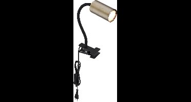 Bureaulamp klembare zwanenhals leeslamp bedklem klem bureaulamp, kunststof metaal antiek messing, 1x GU10, LxBxH 29x10x41,5 cm