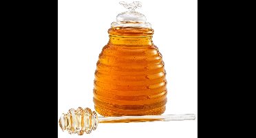 Cookinglife Honingpot - Honey Pot - Glas - Transparant - Met Lepel - 500 ml
