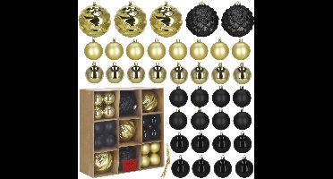 Kerstballen | 37 Stuks | 8 cm | Goud | Zwart