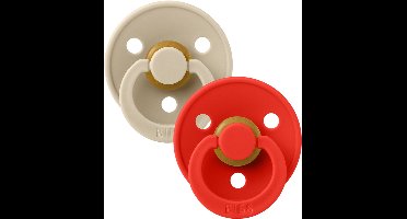 BIBS - Pacifier Round Natual Rubber Size 1 Vanilla/Candy Apple - 2pcs
