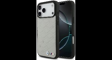 BMW Back Cover voor iPhone 17 Pro Max - Grijs - MagSafe - Leer met metalen logo's
