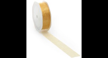 Goud voile lint voor elegante decoraties en creatief gebruik - 38 mm / 25 mtr.