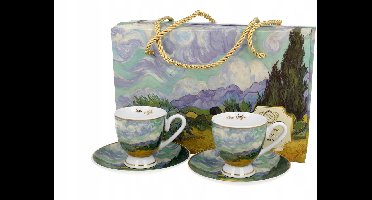 2x Espresso Kopjes WHEAT FIELD Golden Line - Van Gogh Inspiratie