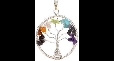 Hanger chakra levensboom messing zilverkleurig – 4 cm