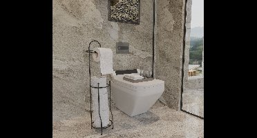 Asir - Toiletpapierhouder - Zwart - 15,5 x 15 x 66,5 cm