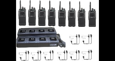Kenwood TK-3701D dPMR set van 8 incl 8 vaks-lader en headsets