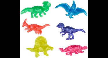 eddy toys Uittrekbaar Dino Speelgoed - 33557 - Dino Speelgoed 6 Stuks Stretchable Set - Dino Speelgoed met 6 Dinosaurus Figuren - Jouet Dino Multicolor - Uitdeelcadeau