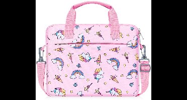 10-12,5 Inch Kindertablet Sleeve - Draagtas met Schouderband, Roze Eenhoorn