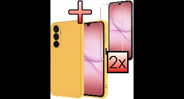 Hoesje - Met 2x Screenprotector - Geschikt voor Samsung Galaxy A17 - Sterk & Shockproof - Back Cover - Siliconen Case - Telefoon Hoes - Geel