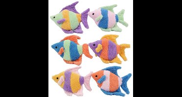 PIA Soft Toys - Set van 6 Pluche Vis Knuffels tropisch - 6 kleuren ass. - 24 cm