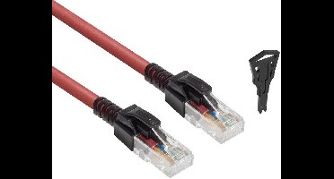 ACT Rode 1,5 meter U/UTP CAT6A LSZH vergrendelbare patchkabel snagless met RJ45 connectoren FB5551