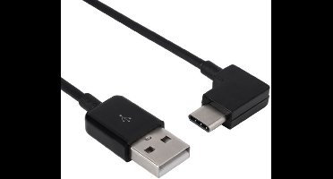USB-C haaks naar USB-A kabel - USB2.0 - tot 1A / zwart - 2 meter