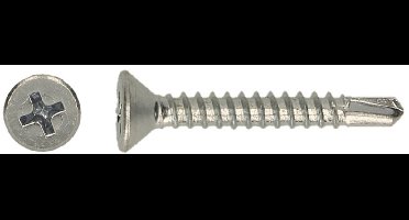 Zelfborende Plaatschroeven - Phillips 2 Platkop - 4,2 x 32mm - Voldraad - RVS (200 stuks)