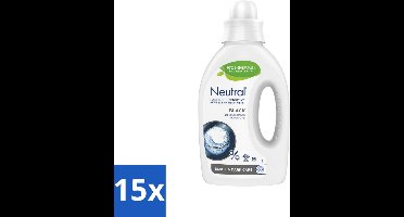 15 x Neutral Vloeibaar Wasmiddel Zwart 20 Wasbeurten 1 liter - Donker Was - Zwart Was - Parfumvrij Wasmiddel - Gevoelige Huid - Hypoallergeen Wasmiddel