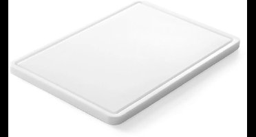 HENDI Snijplank - polyethyleen met hoge dichtheid - met opvanggroef voor sappen - 355x250x(H)15 mm - wit - universeel voor keuken en professioneel gebruik