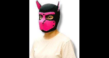 Hondenmasker Roze – Cosplay Puppy Play Masker Volwassenen – Neopreen – Verstelbaar – Kinky Pleasure® – BDSM Accessoire