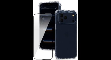 Hoesje geschikt voor iPhone 17 Pro Max - Screenprotector Volledig Dekkend Glas - Shockproof Transparant