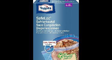 Toppits Safeloc Zip-Diepvrieszakken 8 liter 6 stuks