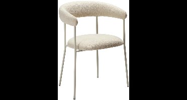 Plenti Dan-Form eetkamerstoel met armleuningen bouclé wit.