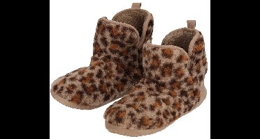 Apollo kindersloffen - luipaard - donkerbruin - pantoffels - met antislip - voor kinderen 31-32