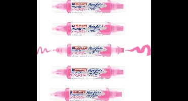 edding 5400 acrylverf marker 3D-double liner neon roze - 5 acryltubes – dubbele punt 2-3 mm & 5-10 mm – hoogwaardige waterbasis acrylverf voor canvas, hout, papier en vele andere ondergronden