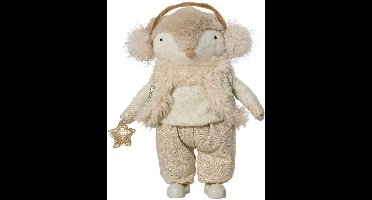 Decoris - Kerstdecoratie Vos Staand - Beige - L25 x W15 x H35cm