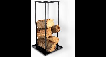 ApexArte® Haardhoutopslag - Brandhout Rek voor Binnen en Buiten - Haardhout Mand - Staal - Zwart