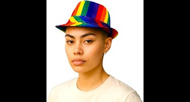 Regenboog Hoed – Fedora Stijl – Pride Hoed voor Feest & Festival – Uniseks – One Size